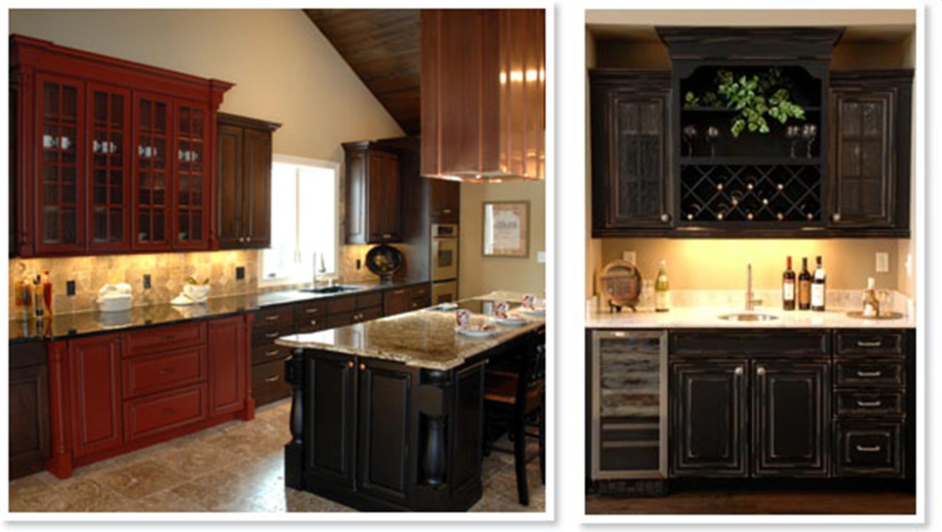 glazed wood cabinets