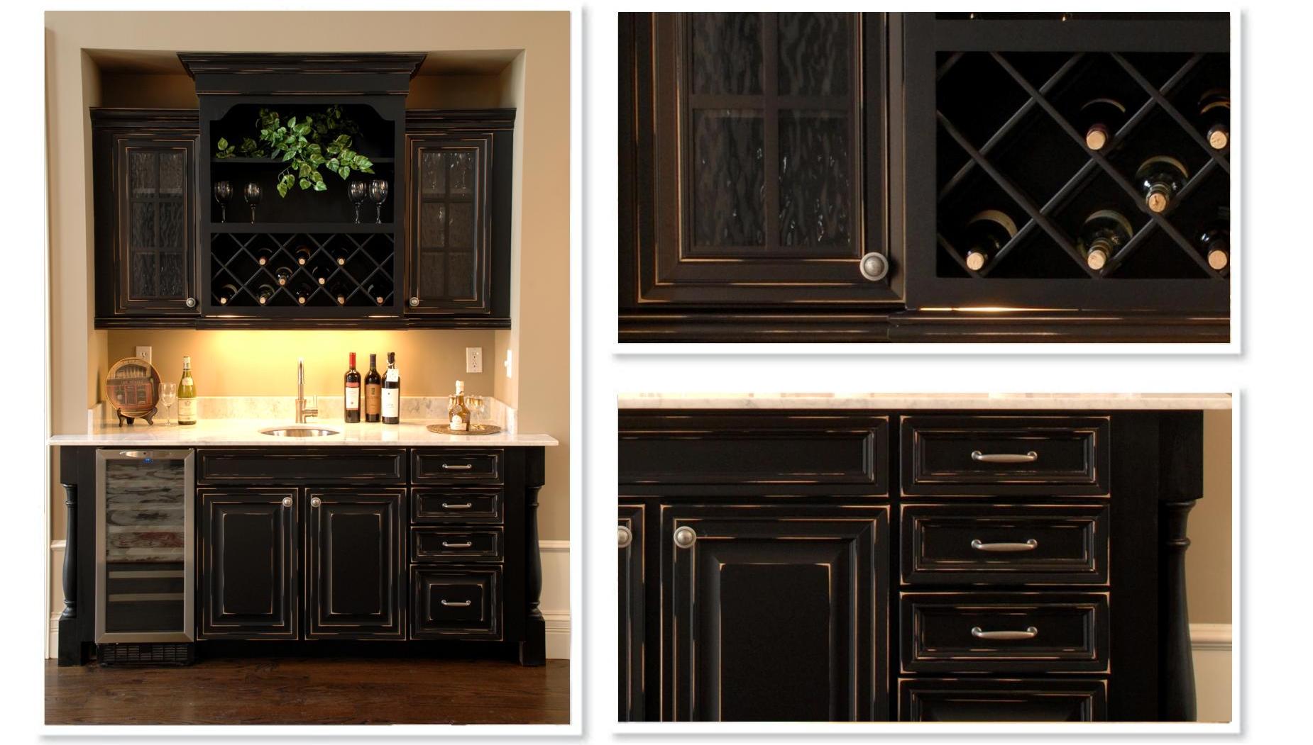 Wet Bars with Black Cabinets