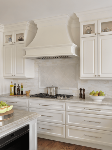 Custom Range Hood and White Kitchen Cabinets - Beck/Allen Cabinetry