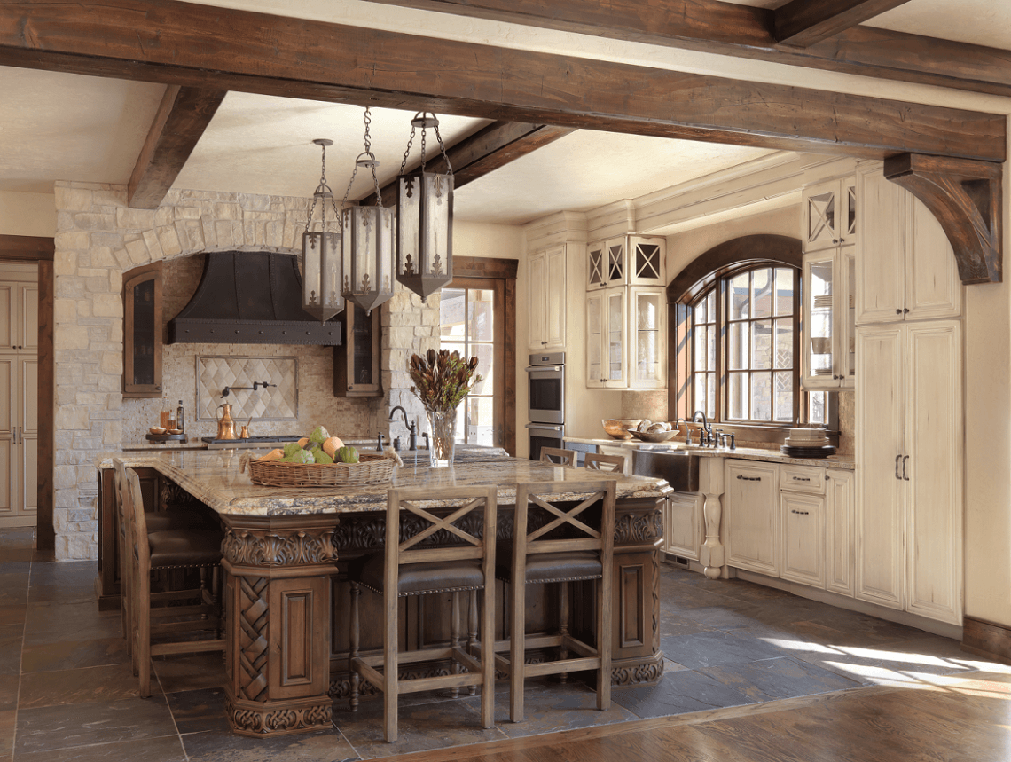 Old World Inspired Kitchen With Distressed Cabinets Beck Allen