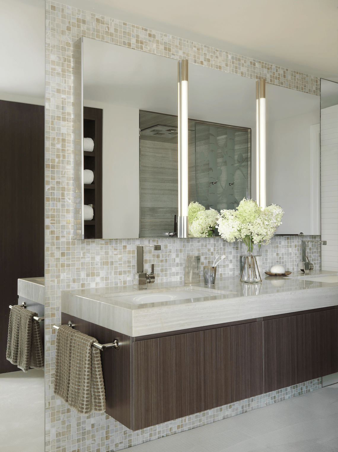 Floating Vanity In A Modern Master Bath Beck Allen Cabinetry