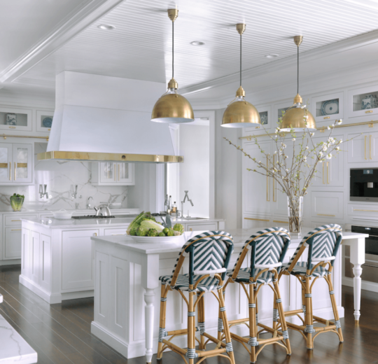 White Kitchen with Polished Brass Accents