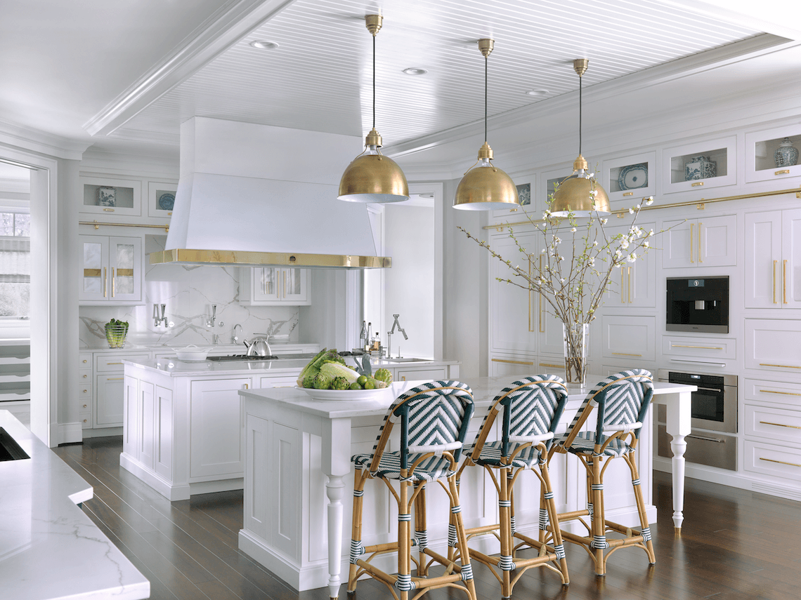 White Kitchen with Polished Brass Accents