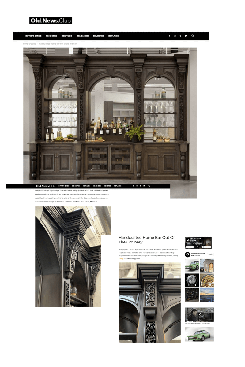 Old New Club blog post featuring a handcrafted, traditional bar designed by Beck/Allen Cabinetry.