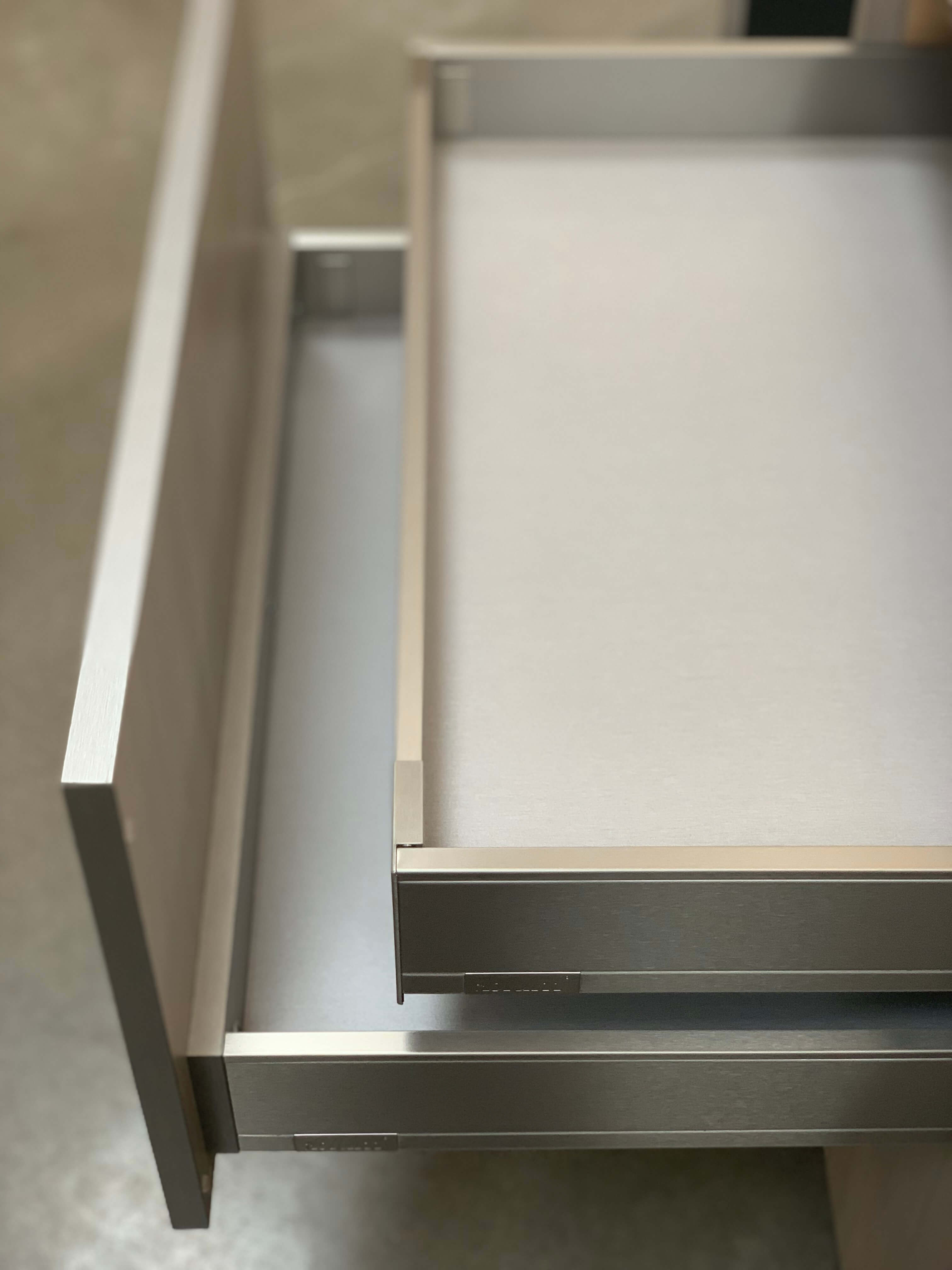 Legrabox steel drawers add space, durability and extend the life of your cabinetry. See here on display at Beck/Allen Cabinetry in St. Louis, MO.