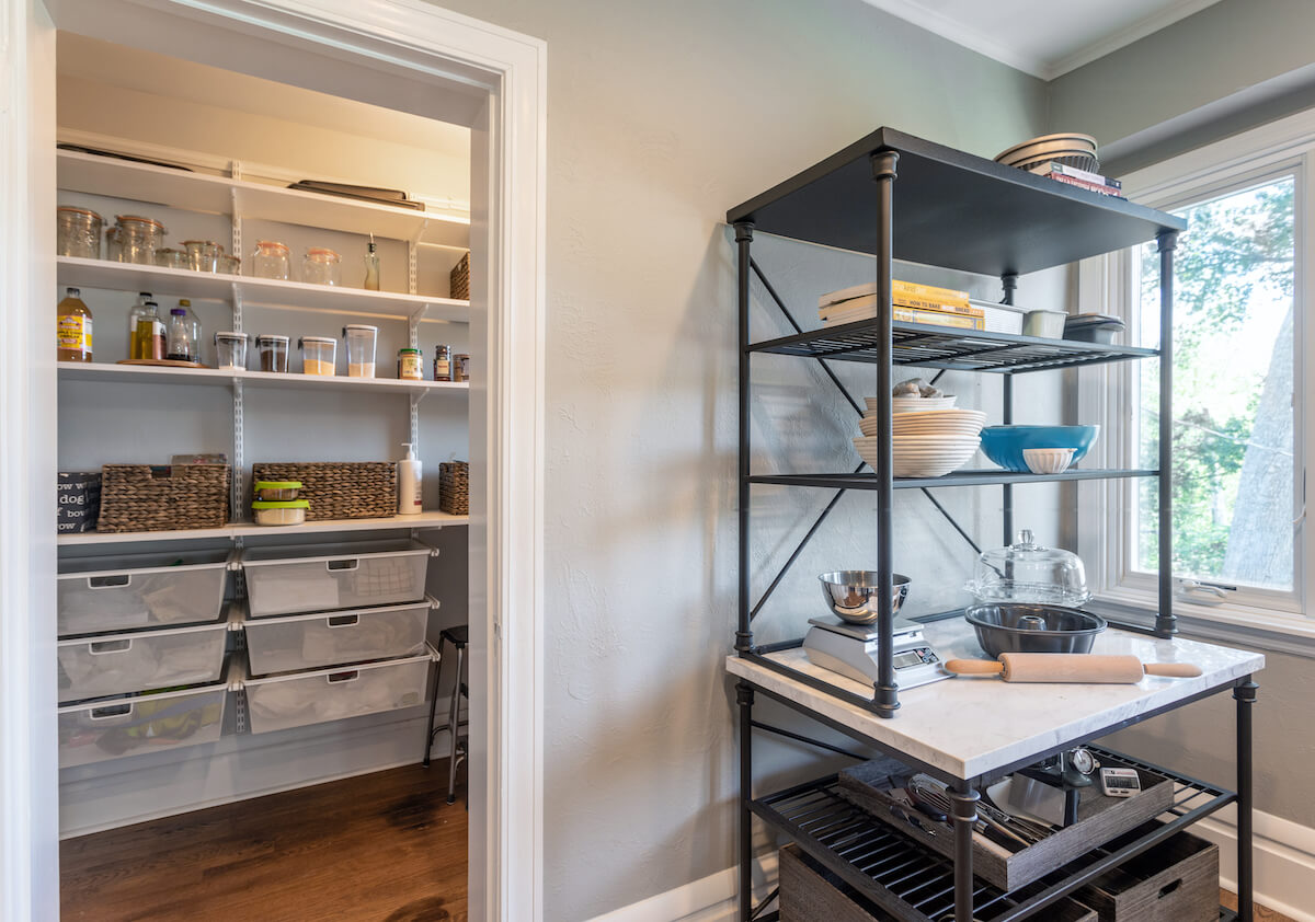 Custom-designed pantry and baking station in a bungalow renovation