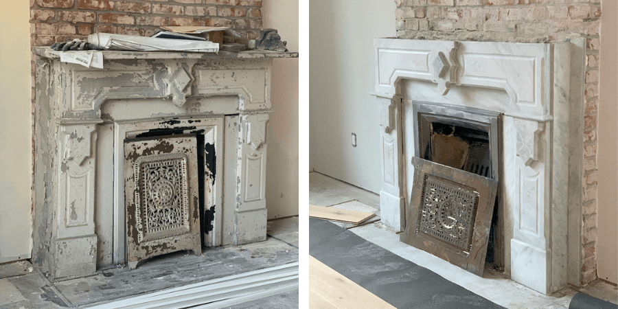 Marble mantle inside a historic St. Louis home