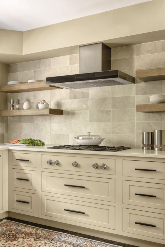 Two-Tone Kitchen with Floating Shelves