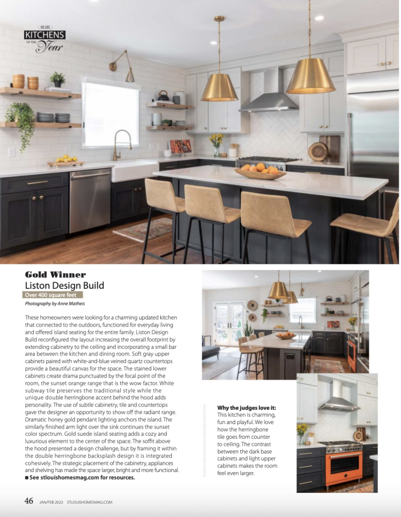Liston Design Build Wins St. Louis Homes and Lifestyles 2022 Kitchen of the Year Contest