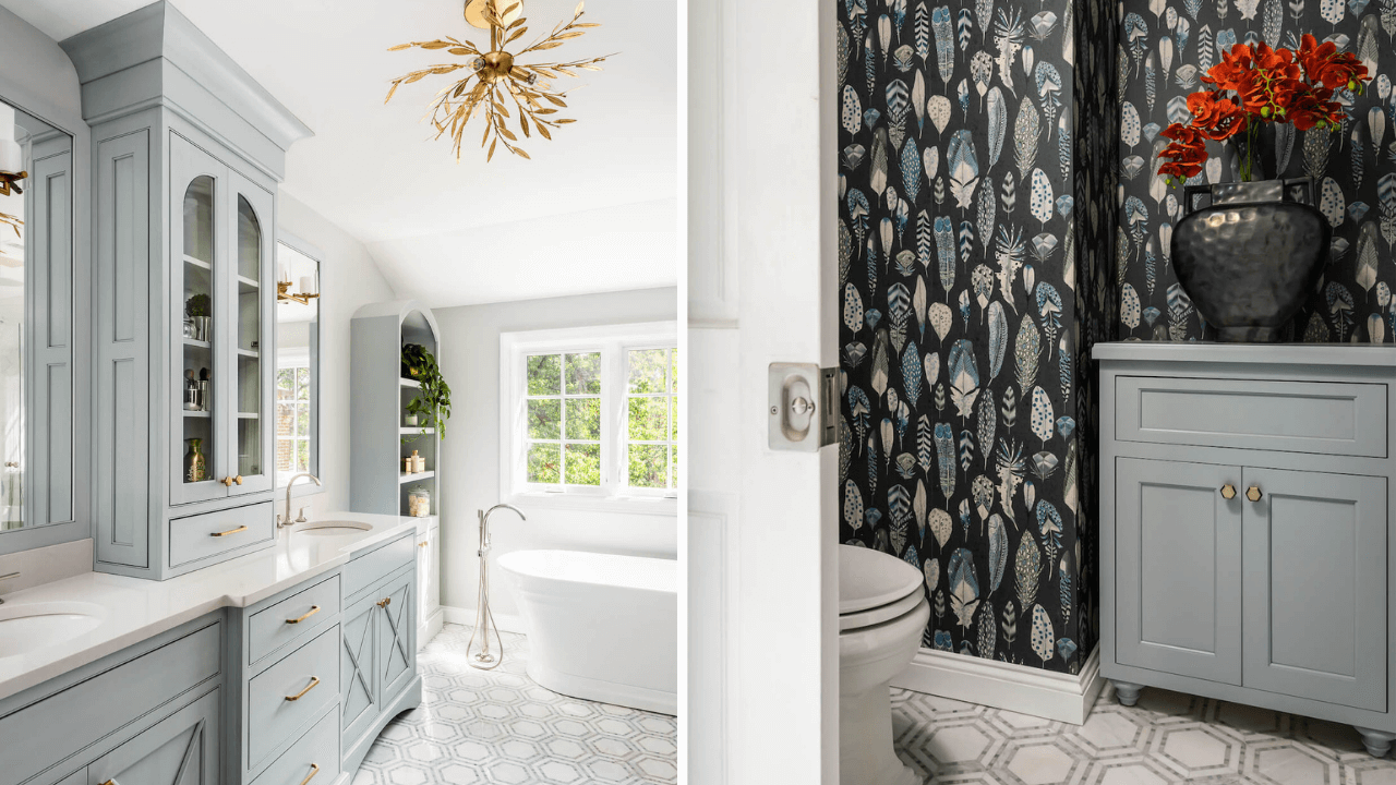 Pale Blue Bathroom Vanity by JCR Design Group