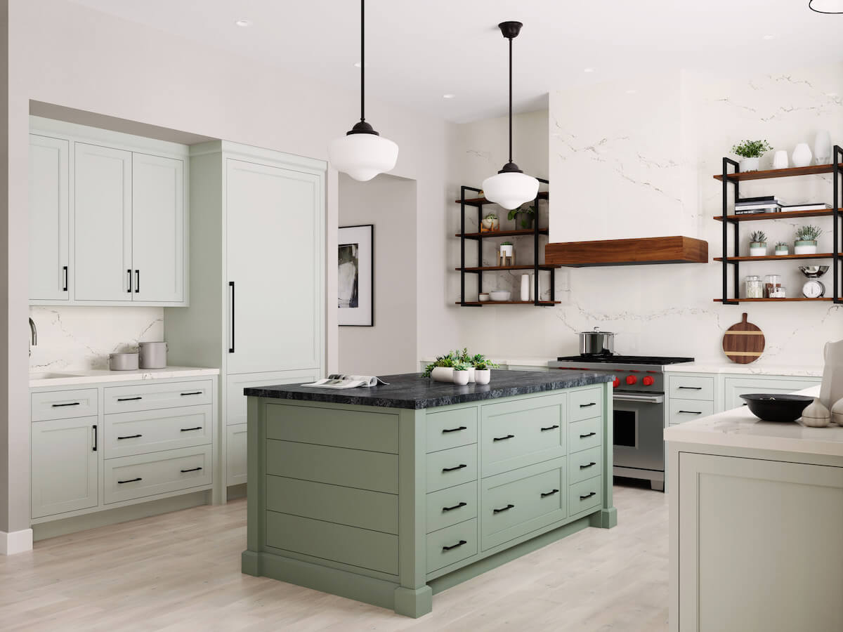 Kitchen Design Trends - Green kitchen cabinets by Crystal Cabinets