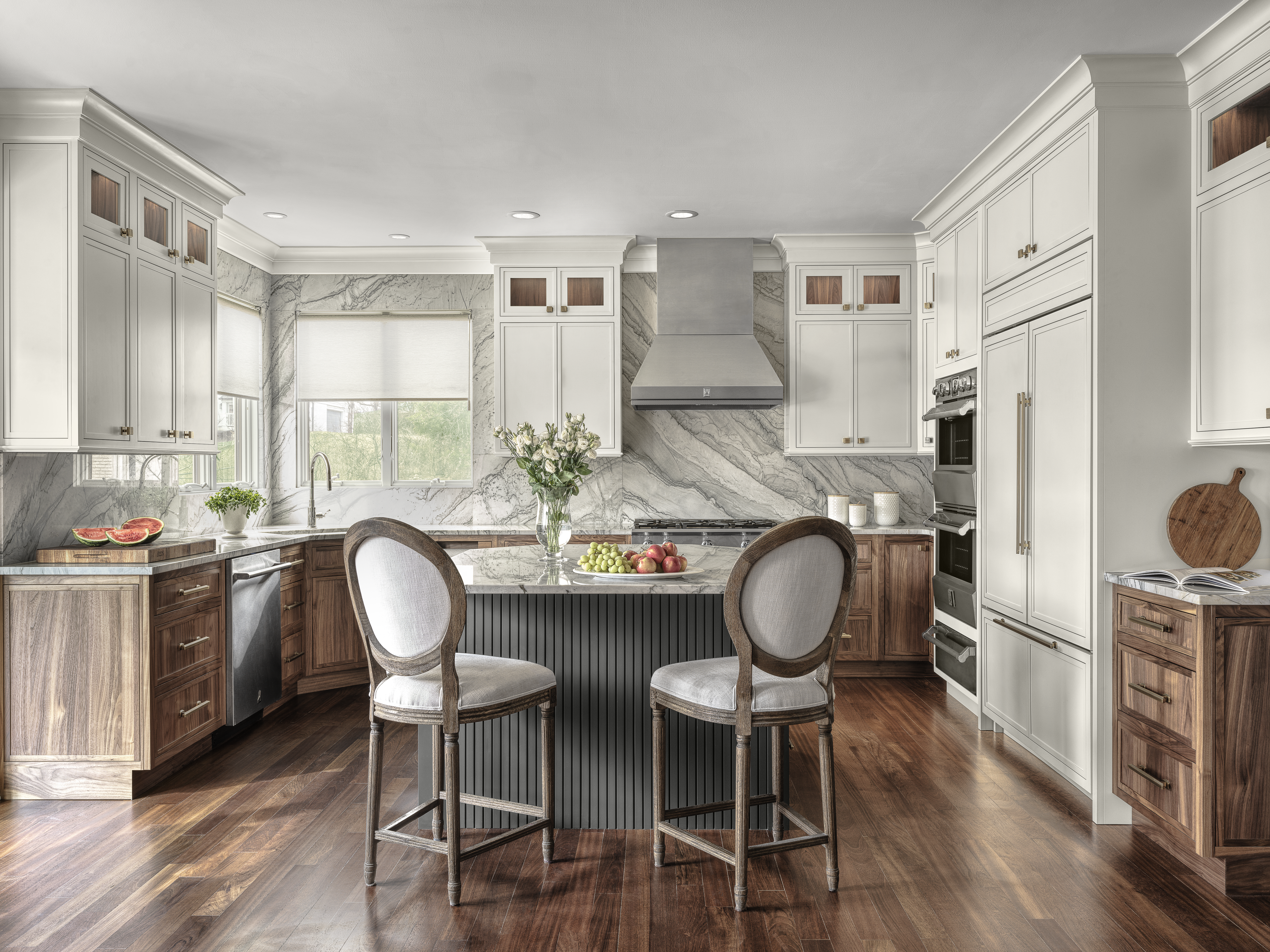 Transitional Kitchen with Natural Walnut Cabinetry